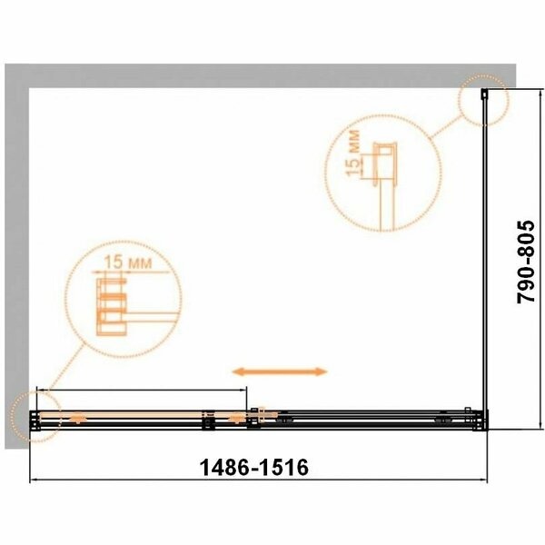 Душевой уголок (150х80) CEZARES DUET SOFT-M DUET SOFT-M-AH-1-150/80-C-Cr